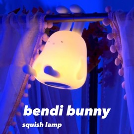 mepiie Bendi Bunny Squish Lamp, Night Light for Kids, Bendable Ears, Folding Ears Small Desk Decor and Phone Stand, Tap, Bedside Kawaii Gift for Girls Boys Teens