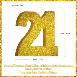 21st Birthday Decorations for Men and Women,21st Anniversary Decorations,Gold Glitter 21st Birthday Party Centerpieces for Table Decorations,21 Table Topper Decor
