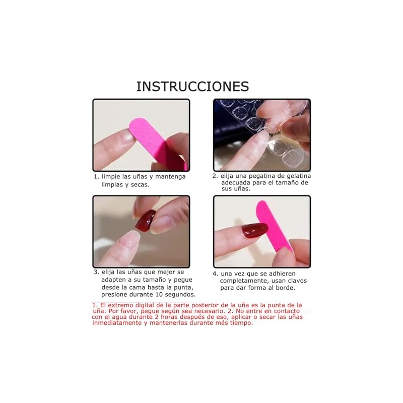 WADY 24 uñas postizas de cobertura completa,uñas postizas medianas, uñas