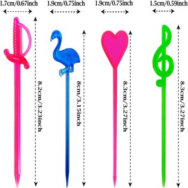 Lecute 120 Palillos para Cocteles Frutas Aperitivos Comida Figuras Colores Neon Bar Antro Fiesta Batucada Suministros Evento Mesa de Dulces Hogar Cocktail Bebidas Preparacion