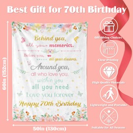 Unique 70th Birthday Gifts for Mom Birthday, Happy 70th Birthday Blanket for Women, 130x150cm 70 Year Old Birthday Blanket for Wife, Beat Bday Gifts Ideas for 70th Grandma Female Friends Present