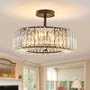 DAFKOS 4 Lights Modern Crystal Chandelier Black Round Semi Flush