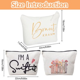 Bridal Bag, Pack of 3, Bridal Bag, 18 x 23 cm, Bridal Cosmetic Bag, Practical JGA Accessories, Women Bride Gifts for Wedding, Engagement, Bridal Shower, White