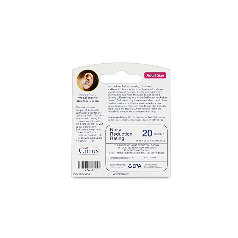 Original Child EarPlanes by Cirrus Healthcare Ear Plugs Airplane Travel