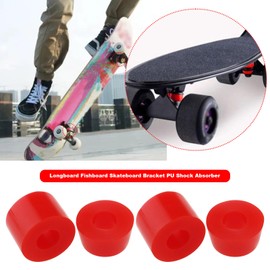 YINETTECH 2 Sets Long Board Truck Bushings 92A Skateboard Bushings Shock Absorber Suitable for Skate Trucks Four-Wheel Skateboards Red