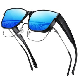 Wzerry Polarized Fit Over Glasses Sunglasses, Wear Over Sunglasses Wrap Around Shades for Men Women UV400 Pretection