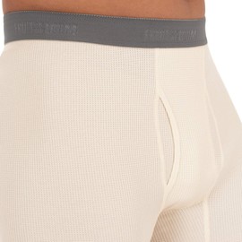 Fruit of The Loom Men's 2-Pack Recycled Waffle Thermal Underwear Bottom, Black/Natural, Large