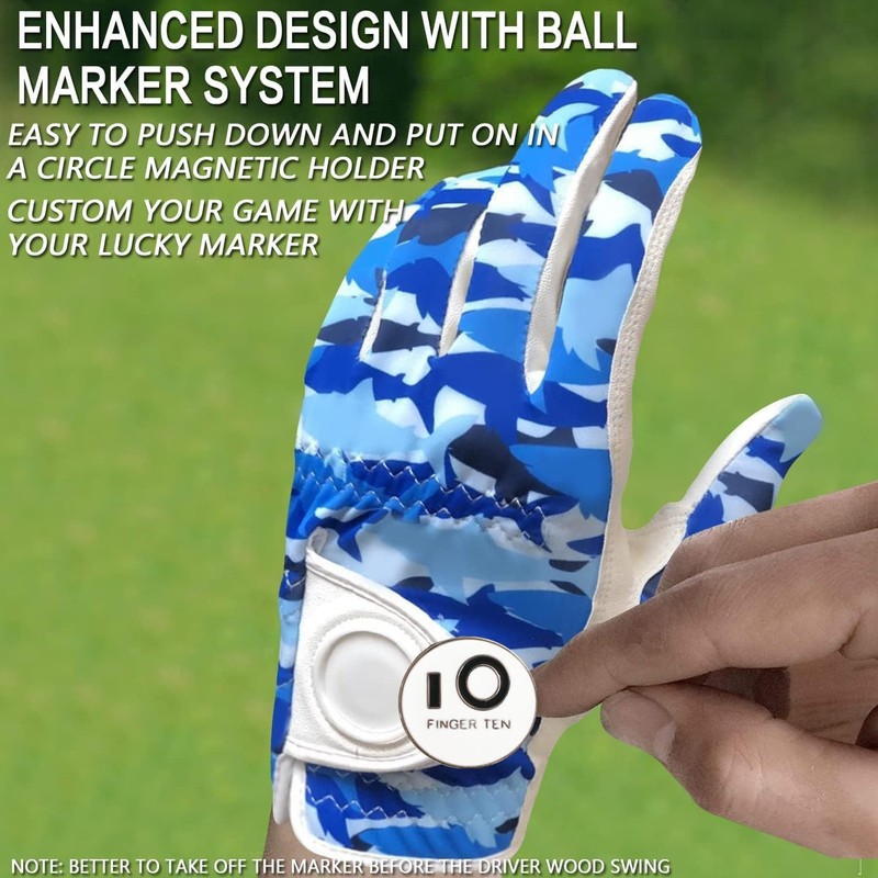FINGER TEN Men's Golf Gloves Left Right Hand Leather with