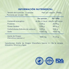 Naturagel Aceite Onagra 350g 200 Cápsulas Suplemento Sabor