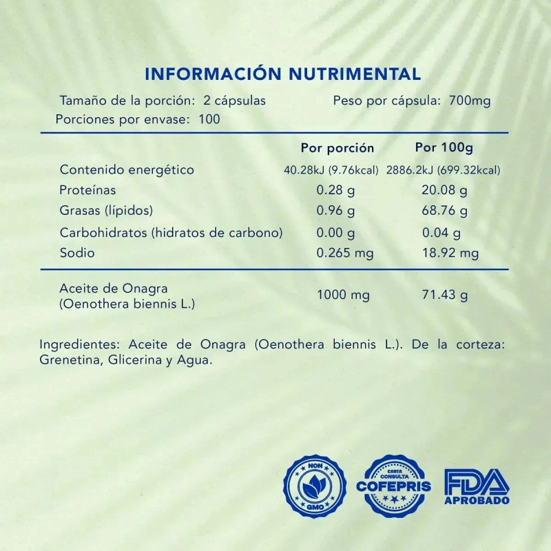 Naturagel Aceite Onagra 350g 200 Cápsulas Suplemento Sabor