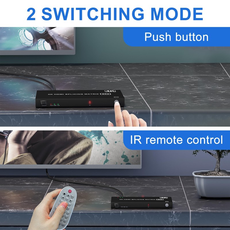 2x2 Video Wall Controller, 4K UHD Video Wall HDMI Splitter