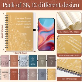 Kosiz 72 Pcs/36 Set Employee Appreciation Gifts Bulk Gratitude Spiral Journals with Pens Motivational Notebooks Positive Affirmation Gifts for Women Coworker Staff Teacher Nurse Volunteer (Vibrant)