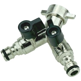 2 Way Splitter with 3/4 Inch Ball Valves for 2 Supply Hose Garden Hose Y Splitter Garden Tap