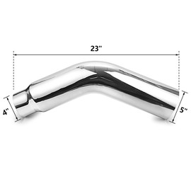 A-KARCK Turn Down Exhaust Tip 4.0" Inlet, Chrome Tailpipe Tip with 4.0" Inlet 5.0" Outlet 23" Overall Length, Chrome Structure for High Temperature Resistance