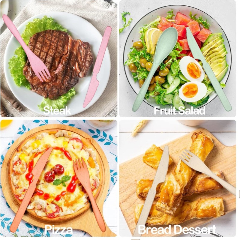 YDYTOP Reusable Wheat Straw Travel Utensils Set with Case