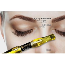Aceite Natural para Crecimiento Cejas y Pestañas ZELIHA, 20ml, con 8 Aceites Naturales, Doble Aplicador, Hecho en Turquía