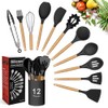 Utensilios de Cocina de Silicona, 12 Piezas Juego de Cucharas