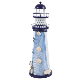 Beautiful Iron Lighthouse Ornament Home Decor Large Shining Lighthouse Craft for Indoor Outdoor Unique Nautical Decoration for Garden Office