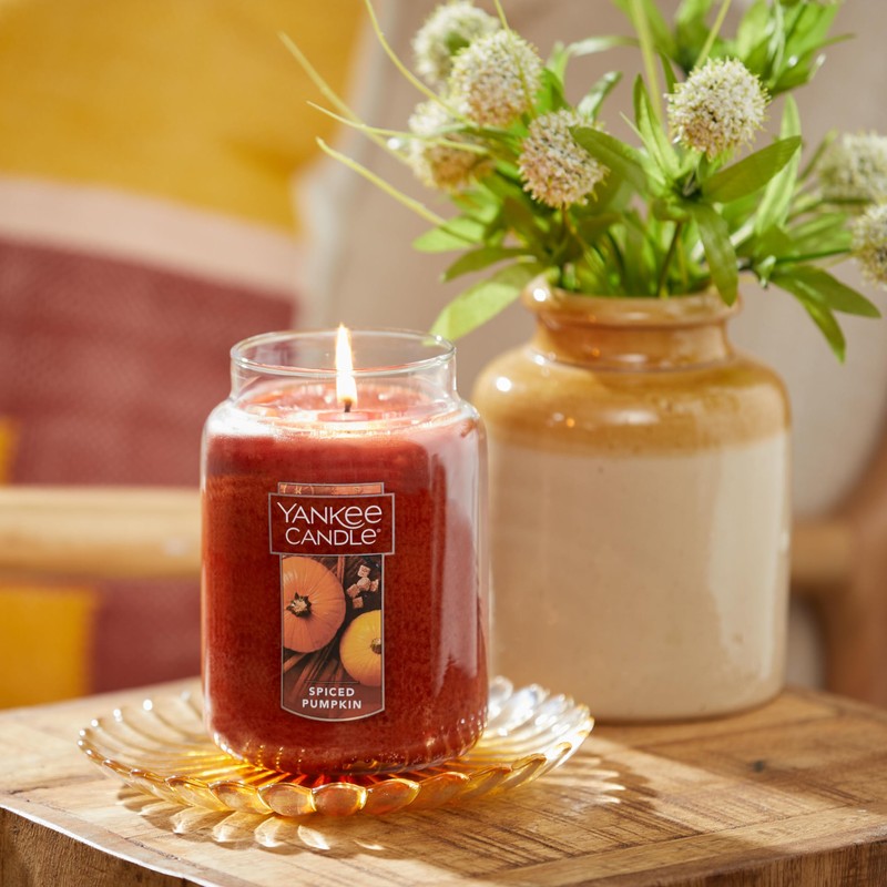 Yankee Candle Spiced Pumpkin Scented, Classic 22oz Large Jar Single