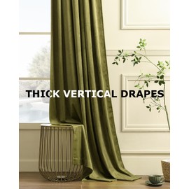 Nemia Moss Green Velvet Curtains Thermal Insulated Blackout Curtain for Bedroom Window Living Room Darkening Luxury Vintage 108 Inches Long Heavy Drapes Panels Rod Pocket Set of 2