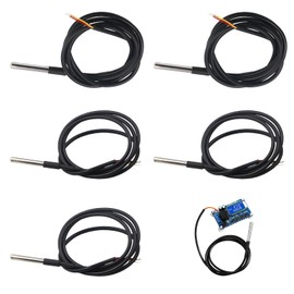 3 Pieces Digital Temperature Sensor 2 m and 2 Pieces 5 m Temperature Sensor, Stainless Steel Waterproof Probe, Temperature Sensor Addon Compatible with Arduino and Raspberry Pi