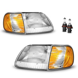 Unbranded Headlights w/Corner lights For 1997-2003 Ford F150 Expedition w/bulbs L+R Pair