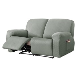 vctops Diamond Recliner Loveseat Slipcover 6-Pieces Stretch Dual Recliner Sofa Covers for 2 Seat Dual Reclining Loveseat Couch Soft Solid Furniture Protector (Greyish Green,2 Seat)