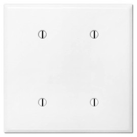 OVERSIZED Metal Outlet Cover, 2 Gang OVERSIZE Electrical Box Blank Cover Plate, Blank (no holes) Cover Plate, Two Gang White Jumbo Blank Cover Plate - White - UL Listed, 5.5" x 5.5", Made in USA