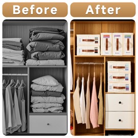 Bed Sheet Organizer 4 Pack - No Insects Entry Sheet Organizers and Storage with Zipper, Label, Handle, Window, Linen Closet Organizers and Storage for Sheet Set, Clothing, Duvet Covers, Blanket