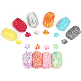 LIHAO 10PCS Gradient Cotton Yarn for Crocheting Knitting Crafting, Crochet Kit for Beginners Starter with Crochet Hook Row Counter Stitch Markers,175 Yards per Roll