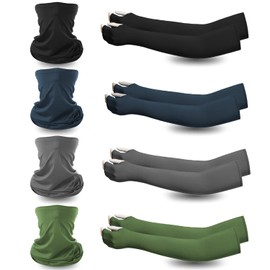 VIDA4U 4 Pares Bandanas y Mangas de Brazo para Hombre y Mujer, Protección Contra el Sol, el Polvo y el Viento, Cubierta para el Cuello y Mangas para Deportes, Senderismo, Escalada, Correr