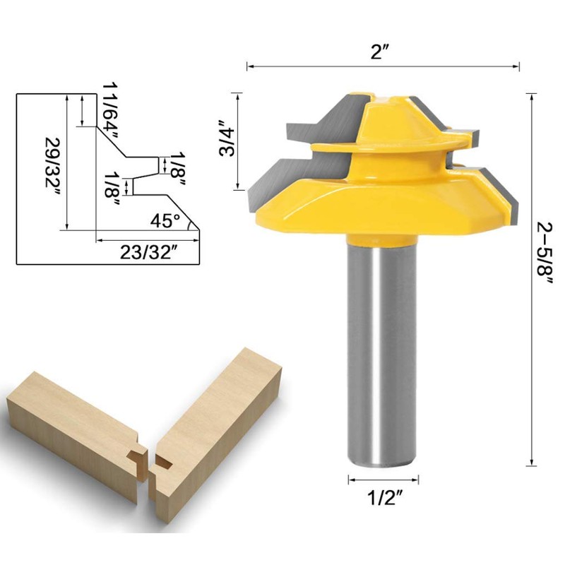 APlus 45 Degree Mitre Glue Cutter Router Bit Woodworking Cutter