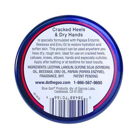 Blue Goo Talones agrietados y manos secas protector de la piel, ayuda a aliviar y proteger la piel agrietada, fórmula de lanolina OTC, 2 onzas (paquet