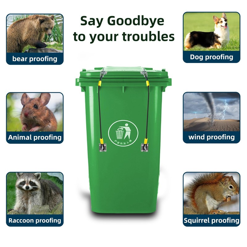 4 Pcs Trash Can Lid Lock for Animal, Bear Proof