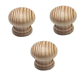 Merriway BH05183 (4 Pcs) Door Knob Beech Drilled Unlacquered 30mm - Pack of 4 Pieces