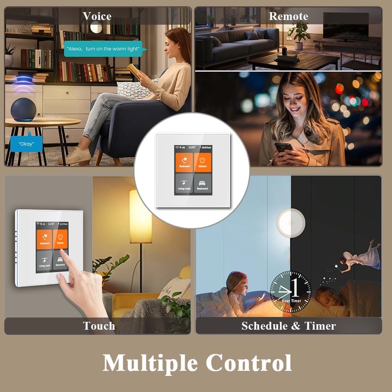 LANBON L8-HS4 LCD 4 Gang Smart Light Switch works with