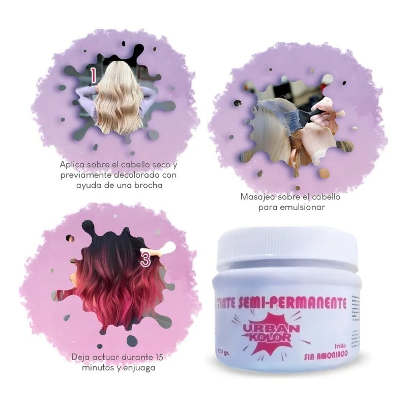 Tintes Fantasia Para Cabello Semipermanente Sin Amoniaco Tono Rojo Radiante