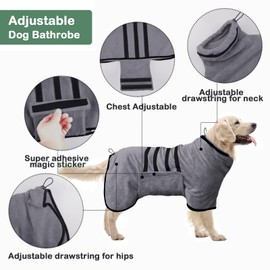 Pejoye Microfibre Dog Bathrobe - Absorbent Paw Towel and Towel for Dogs with Magic Tape