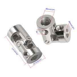 Ohamtes 2Pcs shaft diameter 5mm to 6mm universal coupling Rotatable universal steering shaft U-joint coupler