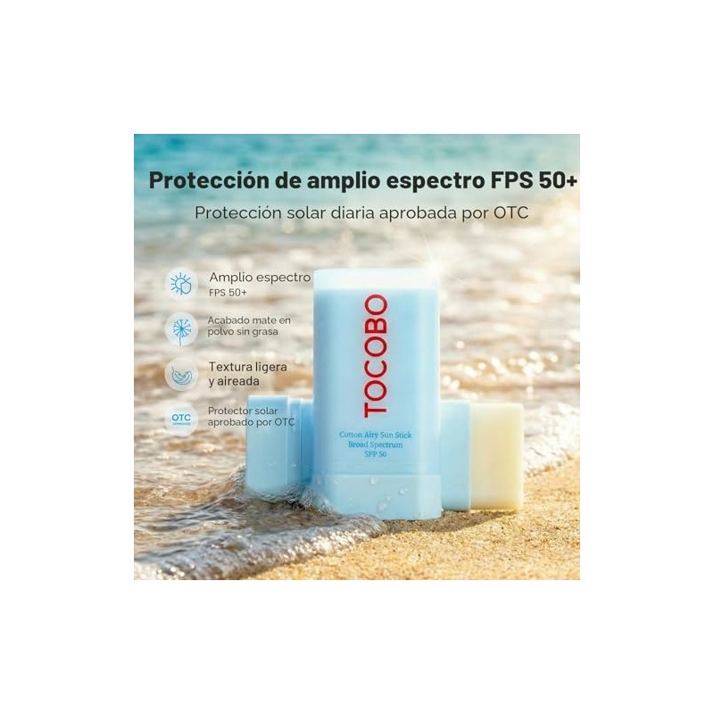TOCOBO Cotton Airy Sun Stick SPF 50 - Protector solar