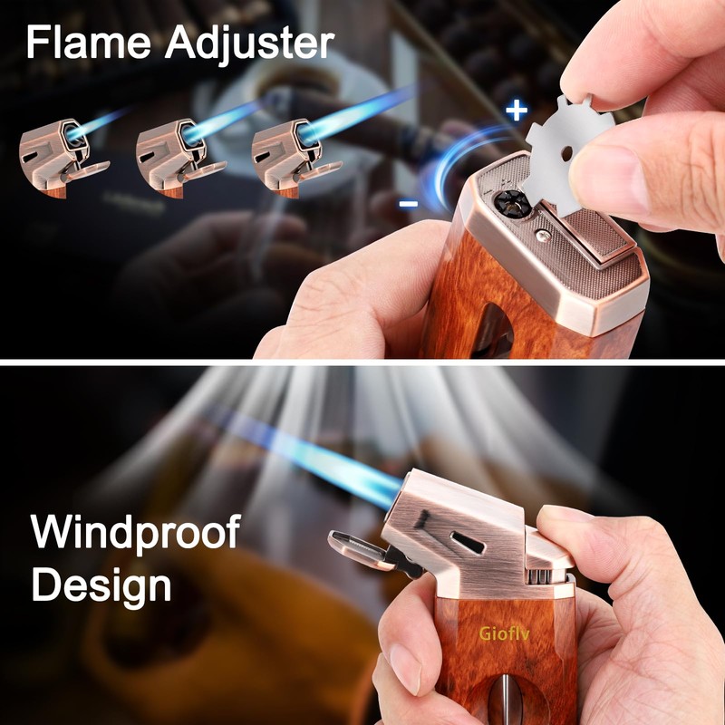 Gioflv Torch Lighter with Triple Jet Flame - Windproof &