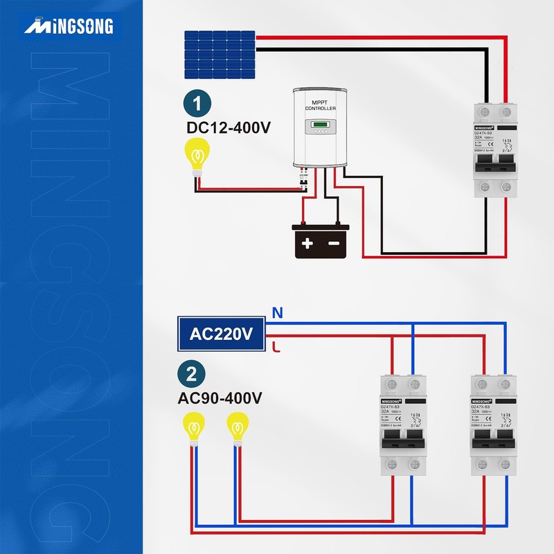 MINGSONG DC Solar Panels Disconnect Switch 32 Amp Solar Shut