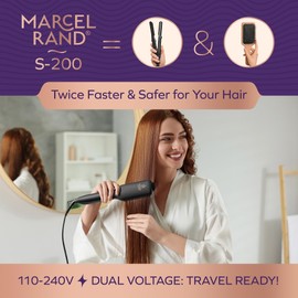 Professional Dual Voltage Hair Straightener Brush, Hair Straightening Brush w/Ions for Healthy, Anti Frizz, Flat Iron Comb w/ 16 Temps, Fast Heating, Styling Hot Dryer for Women