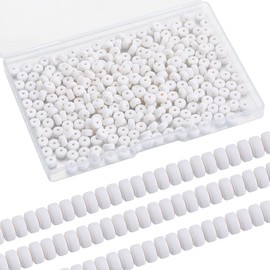 SUNNYCLUE 1 Box of 350 Pieces 6 mm White Polymer Clay Beads Large Small Heishi Beads Mini Refill Round Flat Disc Vinyl Spacer Loose Beads for Jewellery Making DIY Bracelets H