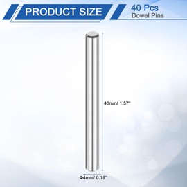 sourcing map 40 Pcs 4 mm x 40 mm Dowel Pins 316L Stainless Steel Cylindrical Dowel Pins Shelf Support Peg Pin Rod Fasten Elements Metal Shelf Pegs Silver Tone