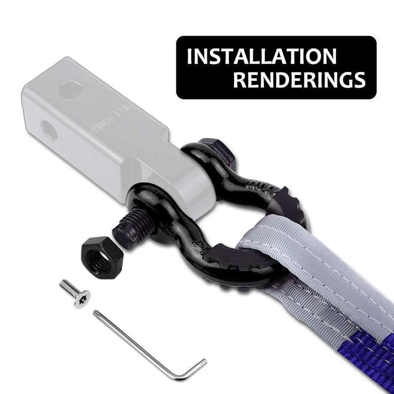 AMBULL Shackles 3/4" D Ring Shackle (2 Pack) 41,850lb Break