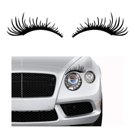 Ohleats 2PCS Car Headlight Eyelash Stickers, Funny Cute Fake Eyelashes Bumper Window Decal, Waterproof Decoration Sticker for Auto Body Headlamp, Universal Exterior Car Accessories (Black)
