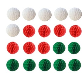 ZGjoy 20pcs Honeycomb Flower Balls Party Honeycomb Balls Decoration Paper Flower Balls Tissue Paper Flower Ball Pom Poms Ball for Baby Shower Birthday Wedding Home Decor (6inch, White+red+Green)