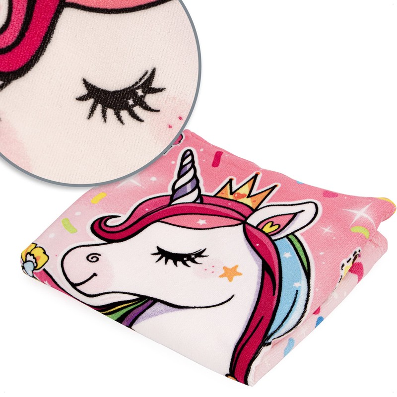 com-four® Bath Poncho with Hood, Beach Towel with Unicorn Motif,