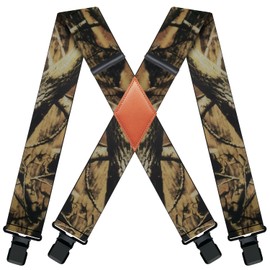 QCWQMYL Camo Suspenders for Men Heavy Duty Clips Hunting Skip Work Braces Suspenders for Big and Tall 2" Men's Suspenders Camouflage Yellow